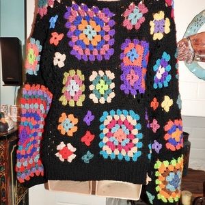Vintage Sweaters - VTG GRANNY SQUARE CROCHET AFGHAN SWEATER Vintage Sweaters - VTG GRANNY SQUARE CROCHET AFGHAN SWEATER
